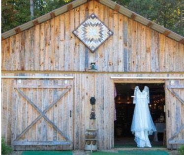 Wedding dress hanging in the bridal cabin doorway